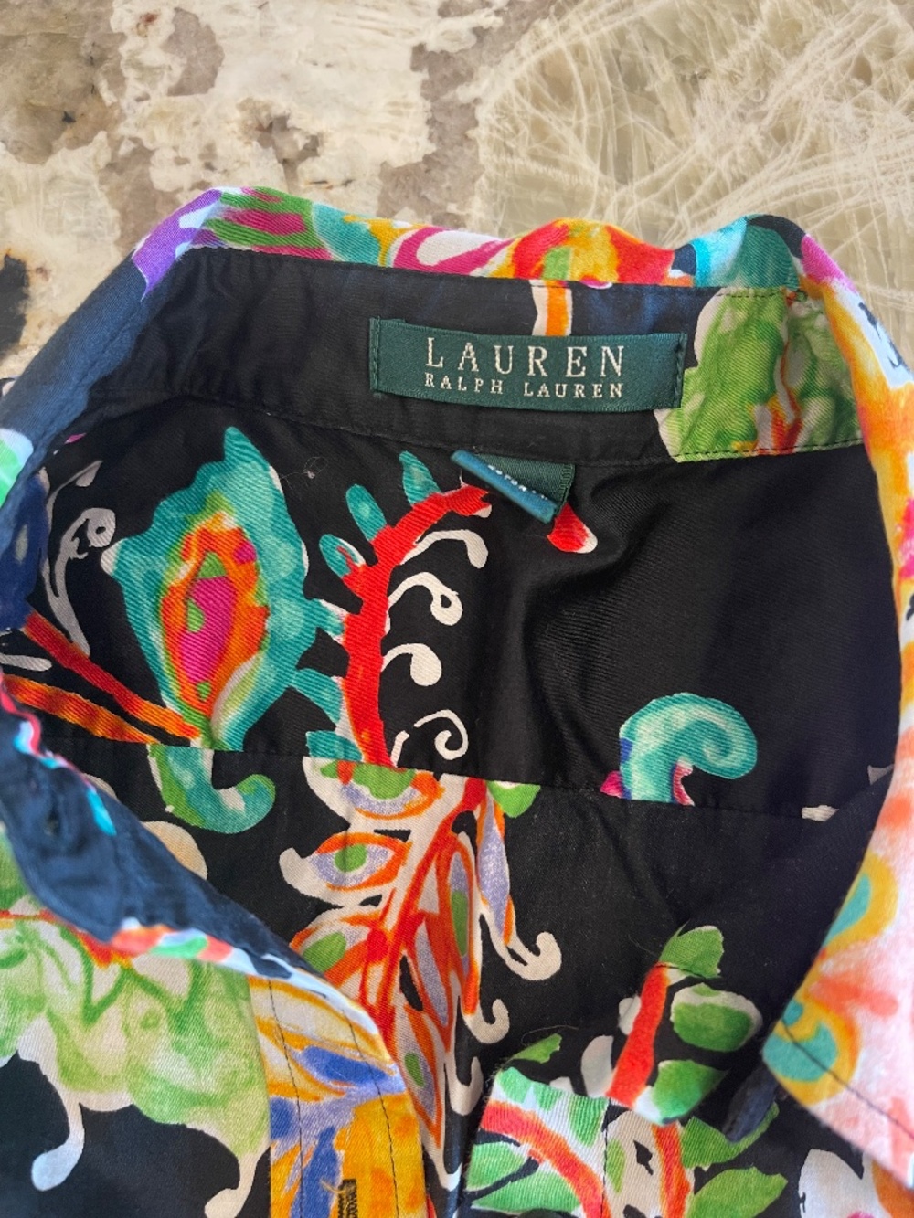 Lauren Ralph Lauren Black Floral Paisley Button-Up Blouse - Picture 4 of 9